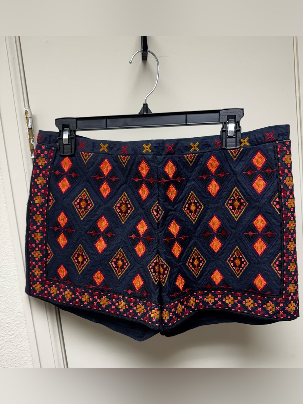 Free Minds Embroidered Navy Geometric Women’s Shorts